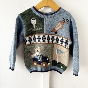 B.T. KIDS blue bear golf sweater
